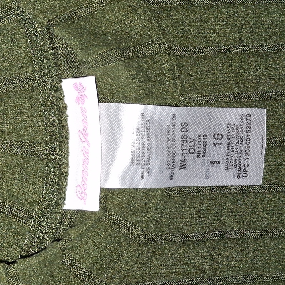 Bonnie Jean Green Ribbed Sweater Dress Juniors Sz 16 - Picture 5 of 5